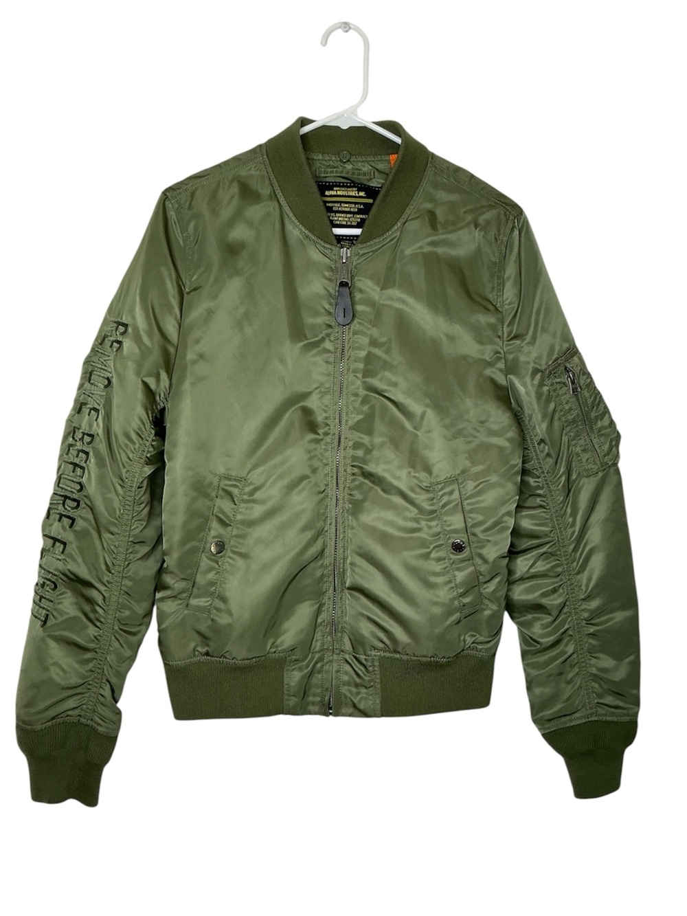 Alpha Industries Men's Olive Green Bomber Jacket - Military Style Size XSmall